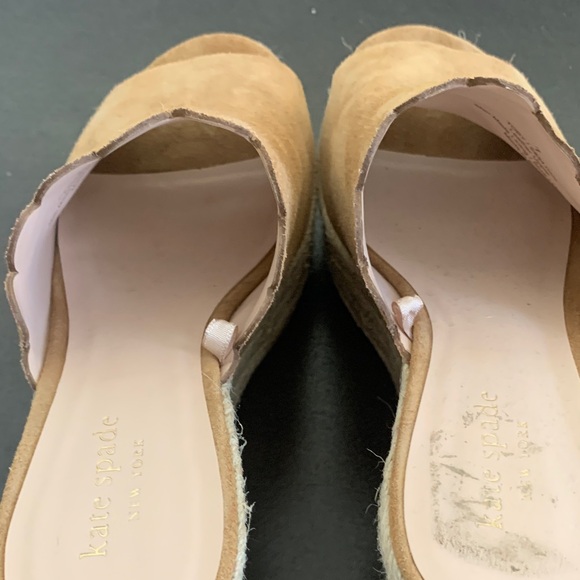 Kate Spade Toby Tan Suede Wedge Sandals. - Picture 7 of 10